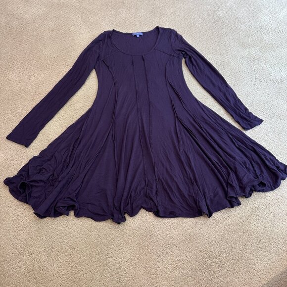 Vivienne Tam Dress Plum Purple Knit Fit & Flare Witchy Boho Reverse Seam MEDIUM - Picture 3 of 12